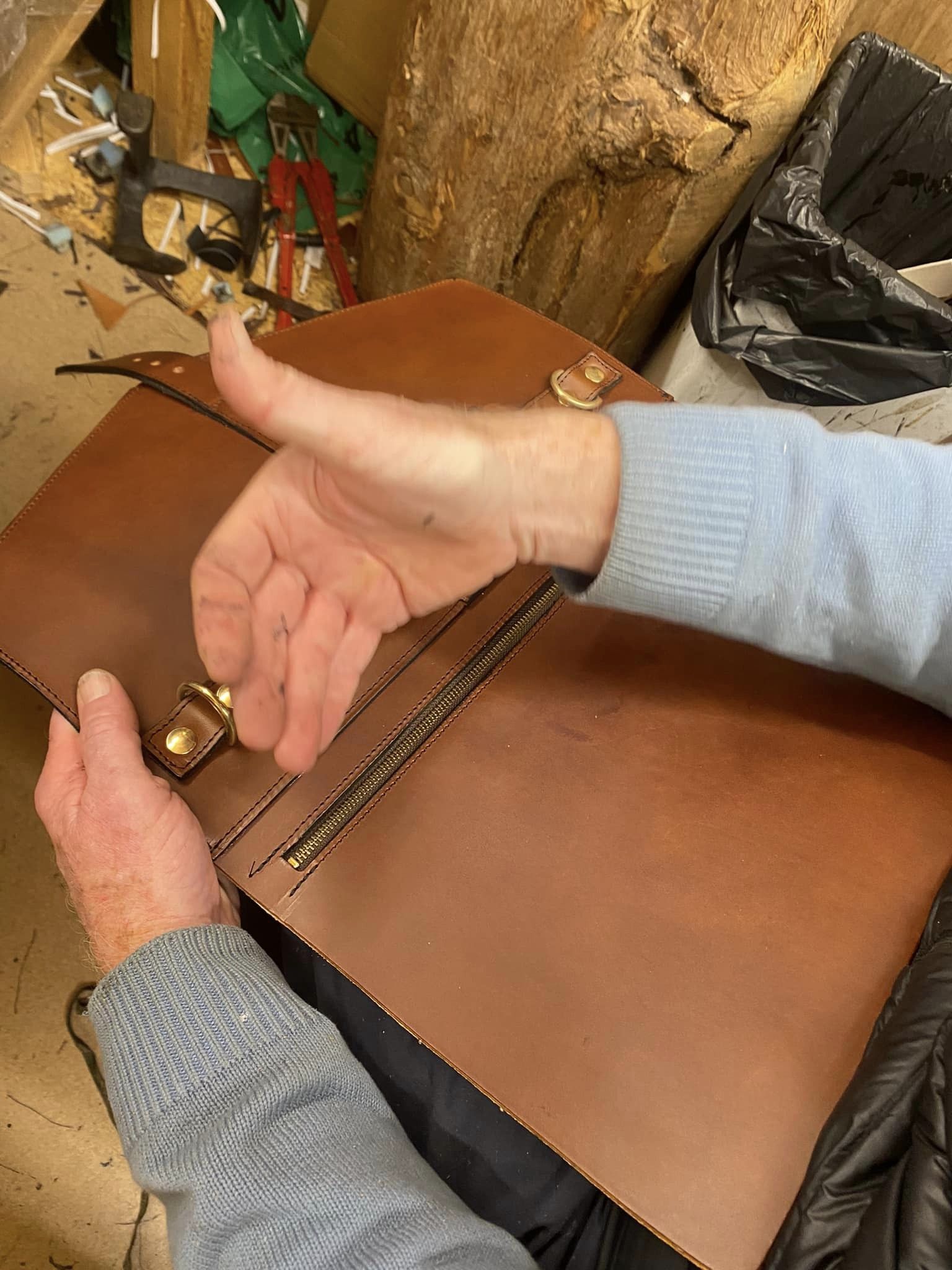 hand making leather bags in Exeter